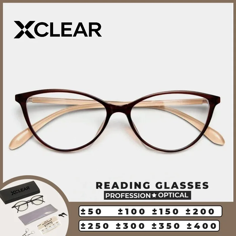 

XCLEAR Cat Eye Fashion Reading Glasses High Quality Anti Blue Light Customized Progressive Prescription Glasses