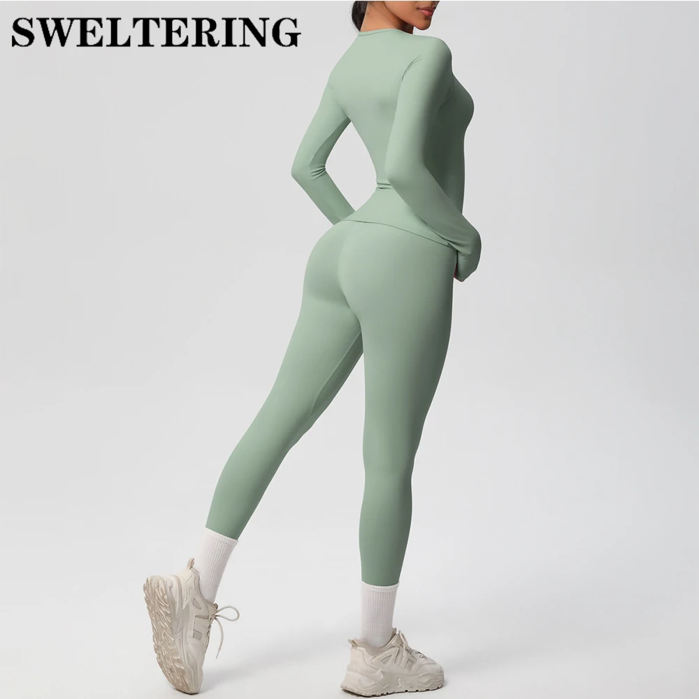 

SWELTERING Women Tracksuit 2 PCS Sportswear Yoga Suit Sports Set Women Gym Set Running Workout Long Sleeve Sports Yoga Clothing