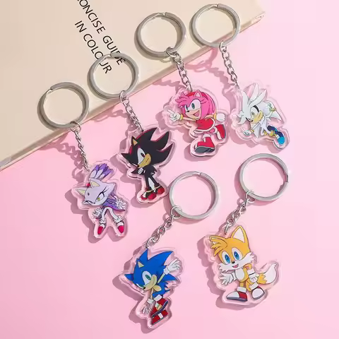 Sonic The Hedgehog Anime Acrylic Keychain Charms Bag Decoration Supplies Children Peripherals Birthday Gift