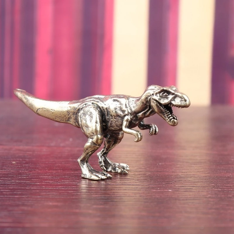 1 PC Vintage Brass Tyrannosaurus Rex Figurine Home Entrance Decor Office Desk Tea Pet Craft Ornament Unique Animal Decoration