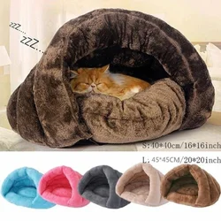 Cat and Dog Triangle Pet Nest Winter Thickened and Warm Pet Mat Mongolian Yurt Fury Half Closed Sleeping Bag Pet Rest Supplies