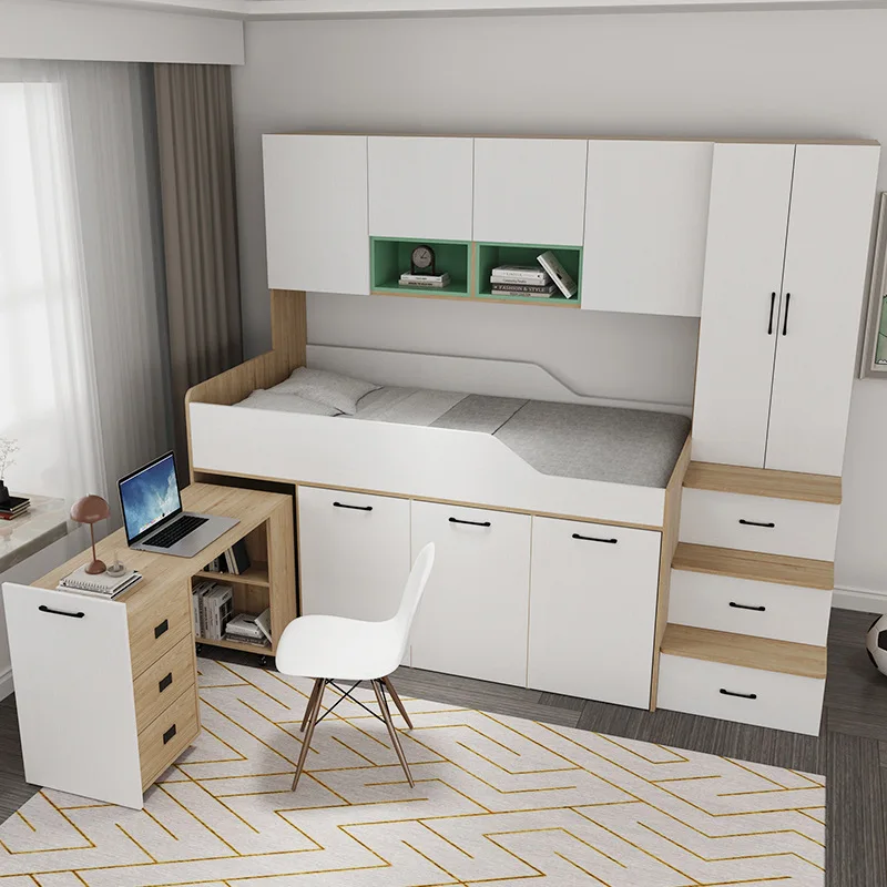 small apartment, small bedroom, desk integrated combination, multi-functional children's half height