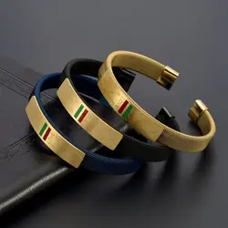 10mm Width Mesh Stainless Steel Open Cuff Bangles Men Women Jewelry Trendy Gold Plated Sporty Charm Bracelets Pulsera