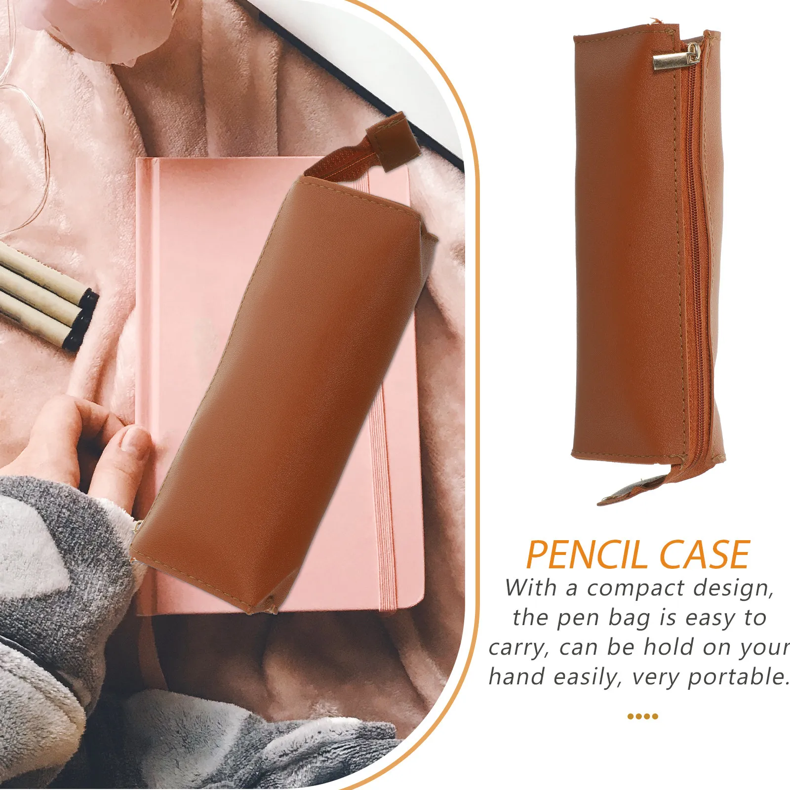 Pencil Case Slim Cute Aesthetic Pencil Pouch for Girls Women Students Portable Compact Stationery Bag Washable