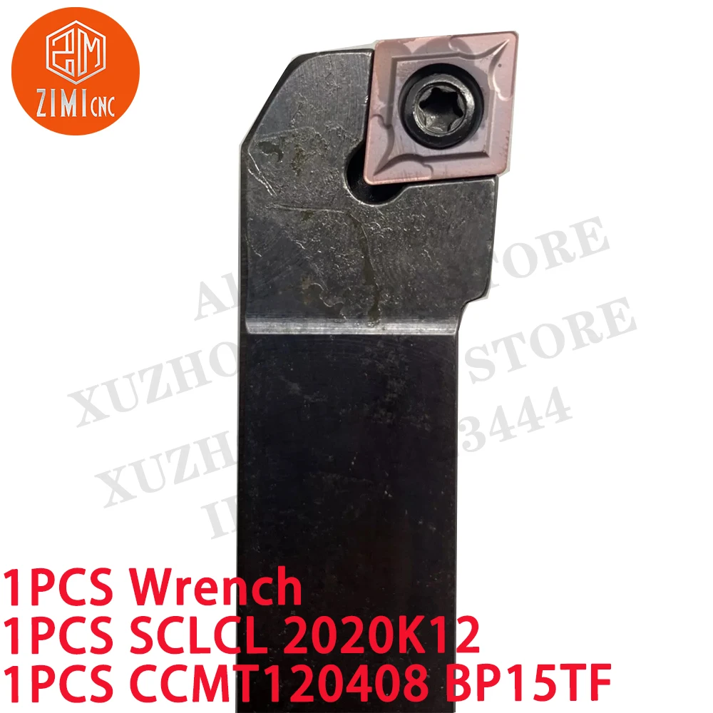 1PCS SCLCL2020K12 Cylinder Indexable turning tool holder 95 degrees CNC rod + 1PCS CCMT120408 BP15TF Carbide Insert cutting tool