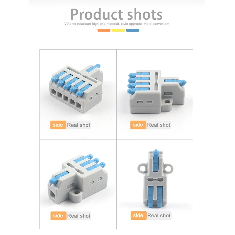 5PCS Mini Quick Wire Universal Compact 2/3-Pin Splice Push-In Terminal Block 1 In Multi Out With Retaining Holes 28-12AWG