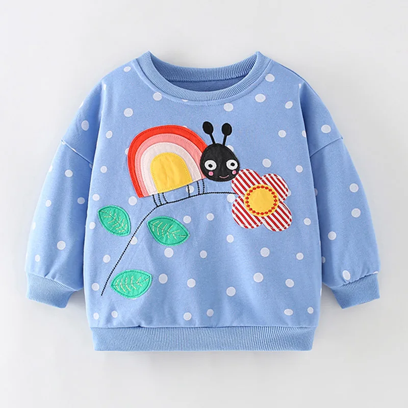 Brand Quality 2024 Terry Cotton Kids Clothes Girls Sweater Hoodies Clothing Baby Girl Clothes Kids Stich Sweatshirts Blouse Tee