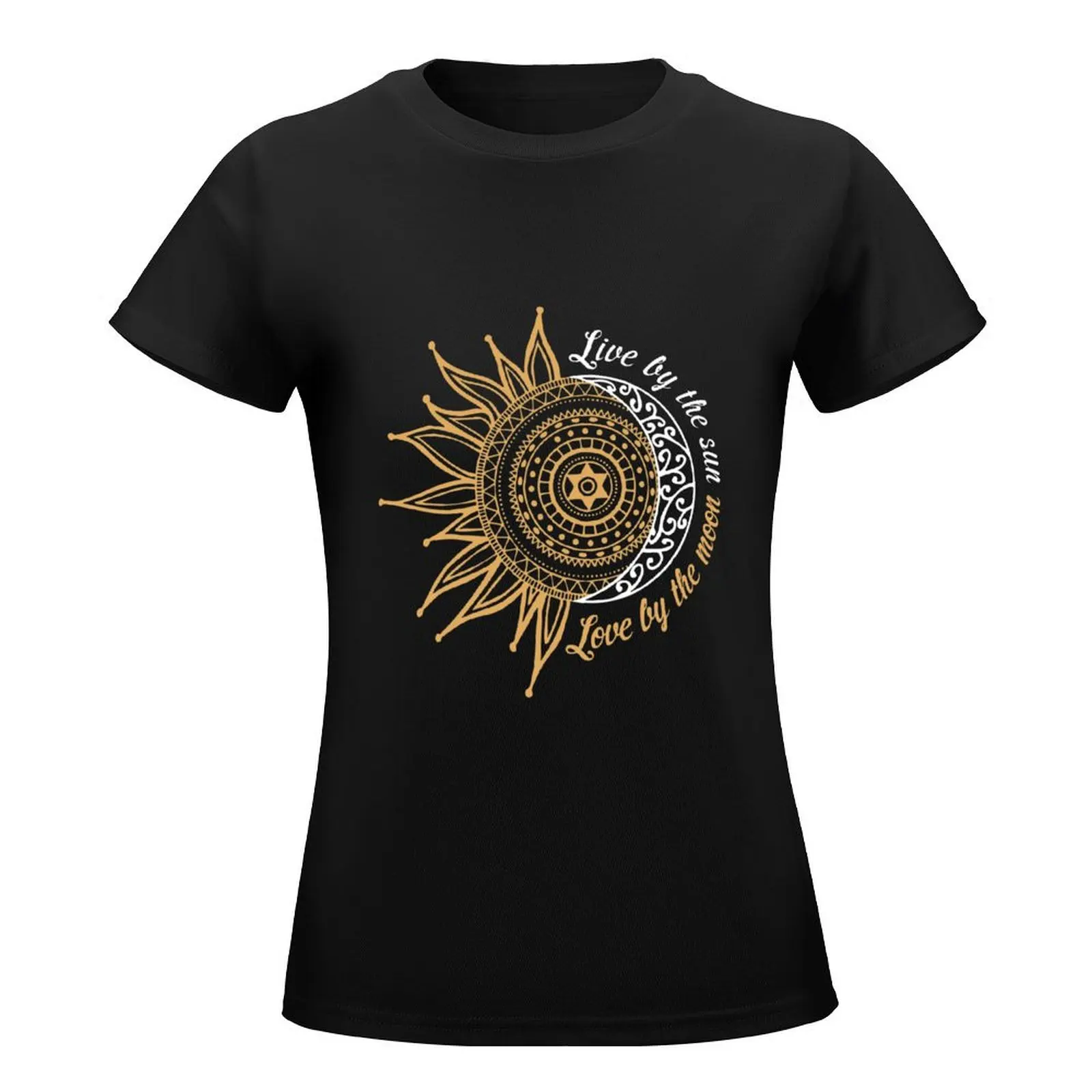 Live By The Sun Love By The Moon Hippie Life T-Shirt oversized Aesthetic clothing summer top t-shirt dress for Women sexy