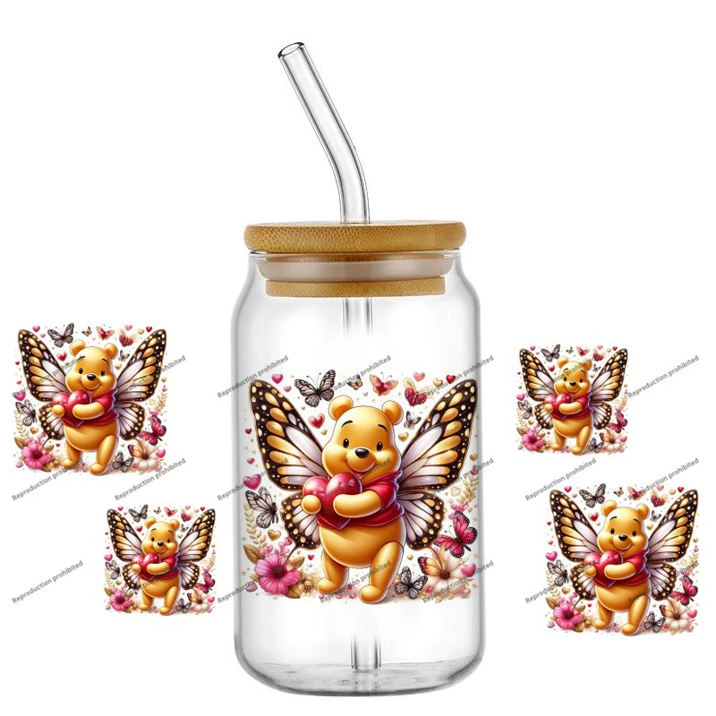 

Hot Sale Disney Stickers 16oz Glass Cup Decal Waterproof DIY Custom Creative Gift Wrap