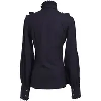 2026 Summer New Arrival Women's Vintage Ruffle Collar Shirt High Neck Lace Trim Button Down Shirt Elegant Gothic Blouse Tops - Image 6