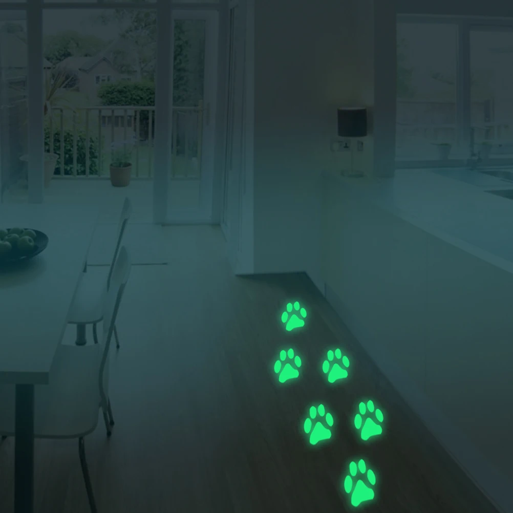 

6pcs Paw Night Luminous Stickers Glow in the Dark Wall Decals Removable Pawprint Stickers for Baby Nursery Kids Room Wall Decor