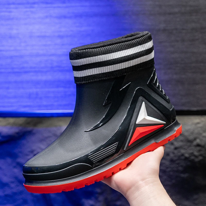 

Outdoor Men's Rain Boots Fashion Lovers Non-slip Waterproof Working Water Boots Couple's Ankle Platform Rainboots Fishing Shoes