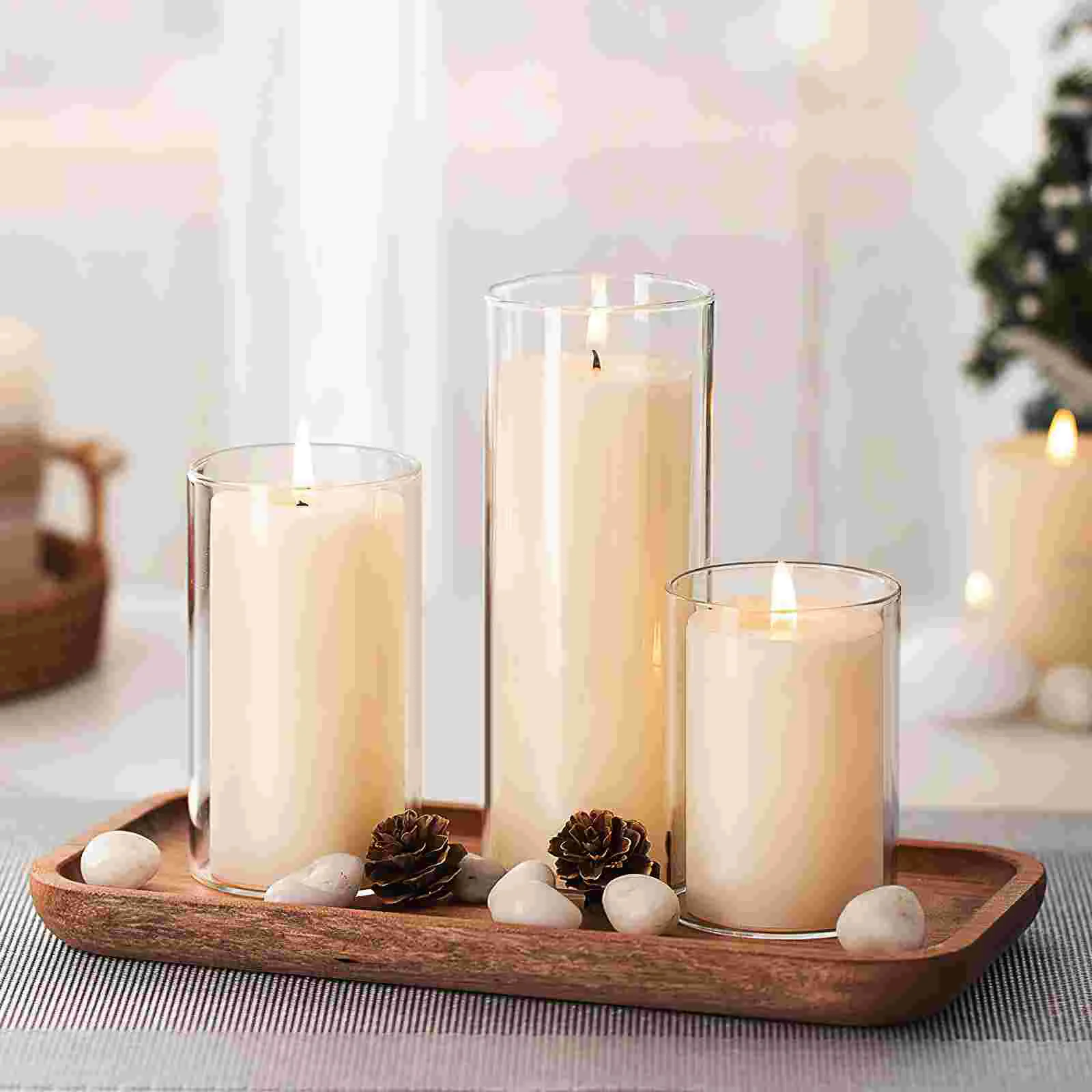 3 Pcs Shade Open Ended Shades Lamp Household Lanterns Clear Glass Cover Chimney for Decorative Holder Jar