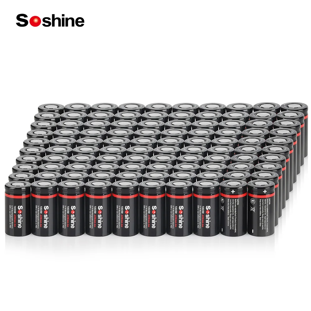 Soshine 100pcs 3.7V 18350 Li-ion Battery 3.7V 1000mAh Rechargeable Battery Lithium Batteries for Camera LED Flashlights Doorbell