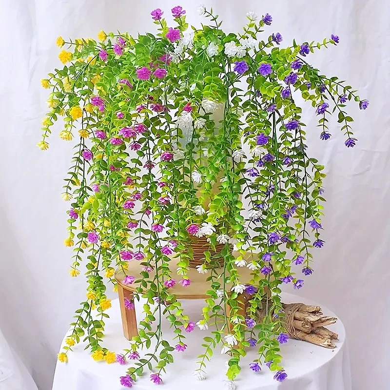 2/3/4pcs Artificial Hanging Flowers Fake Daisy Eucalyptus Flowers UV Resistant Plants For Indoor Outdoor Garden - wedding- Decor
