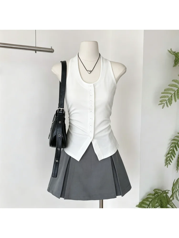 Slim Fit Cotton Camisole Tank Top Women's Summer New Style Big Size Inner Wear Outer Wear Base Shirt Simple Style Pure Color