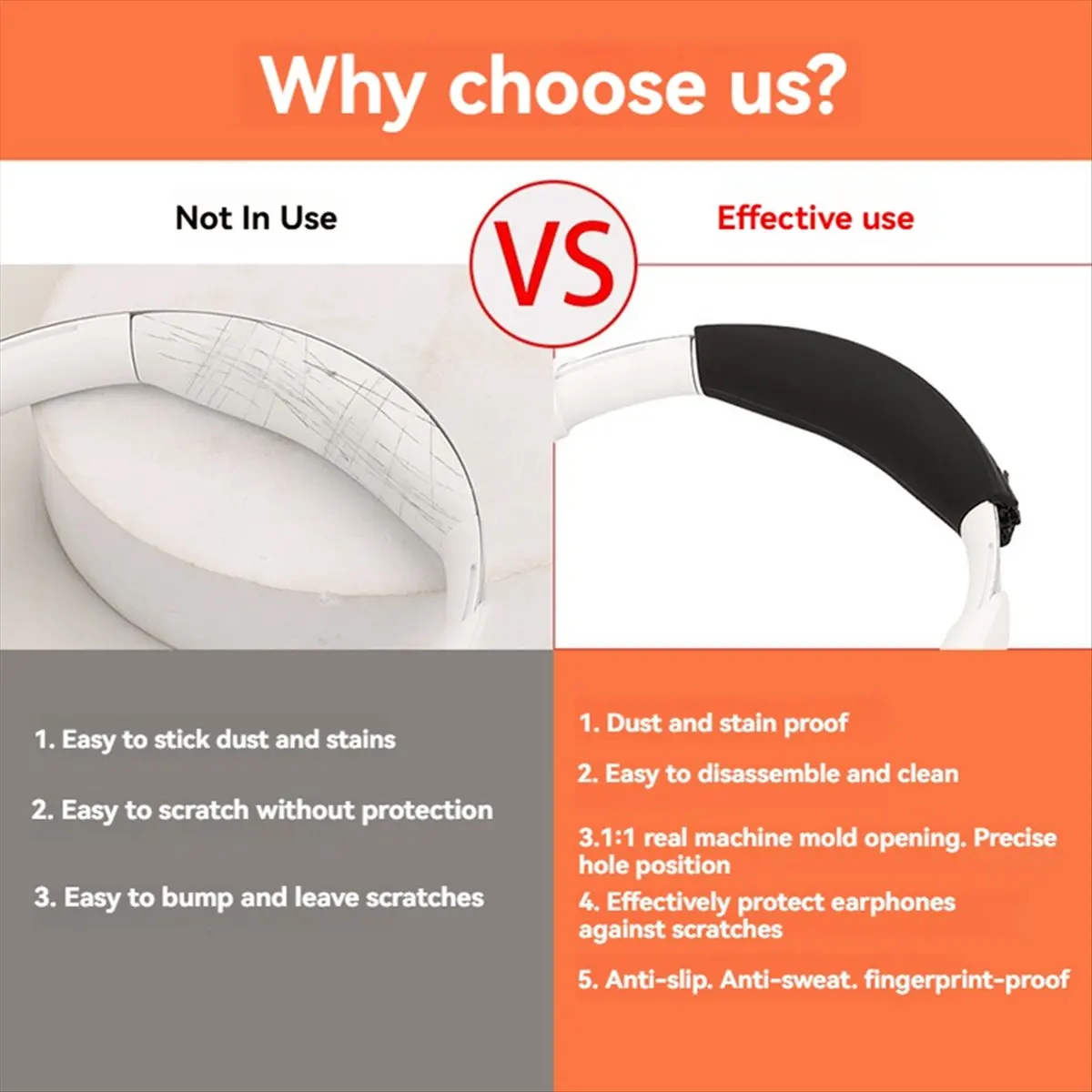 AAAE Ear Pads for Space Q45/Life Q30 Q35 Headphone Silicone Protective Case Earmuff Headband Repair Parts C