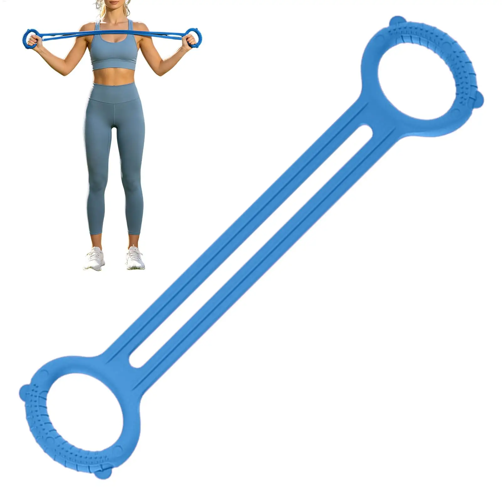 Bandes de résistance pour les bras, en silicone élastique en forme de 8, avec poignée antidérapante, entraîneur de force musculaire pour les bras, pour le yoga, le pilates et les étirements
