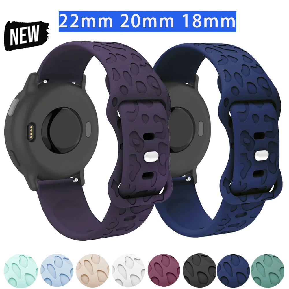 20mm 22mm 18mm Engraved Strap for Samsung Galaxy Watch7 6 5 4 40mm 44mm/Active2 Leopard silicone Bracelet for Huawei gt 2 e Band