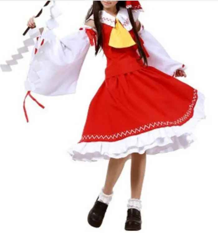 Anime Touhou Project Reimu Hakurei Cosplay Costume Custom Made Halloween Lolita Punk Party Dress Kimono Suit