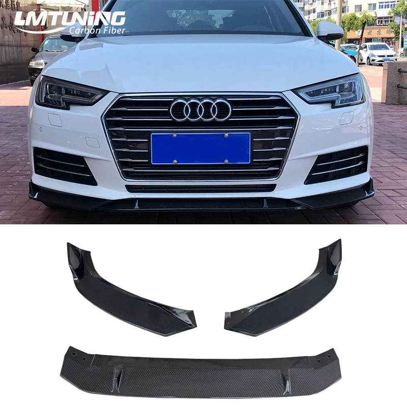 LMTUNING 3-Piece Front Bumper Lip fit for compatible with2017-2018Audi A4 B9 Lip SpoilerAirChin Body Kit SplitterABS Accessories