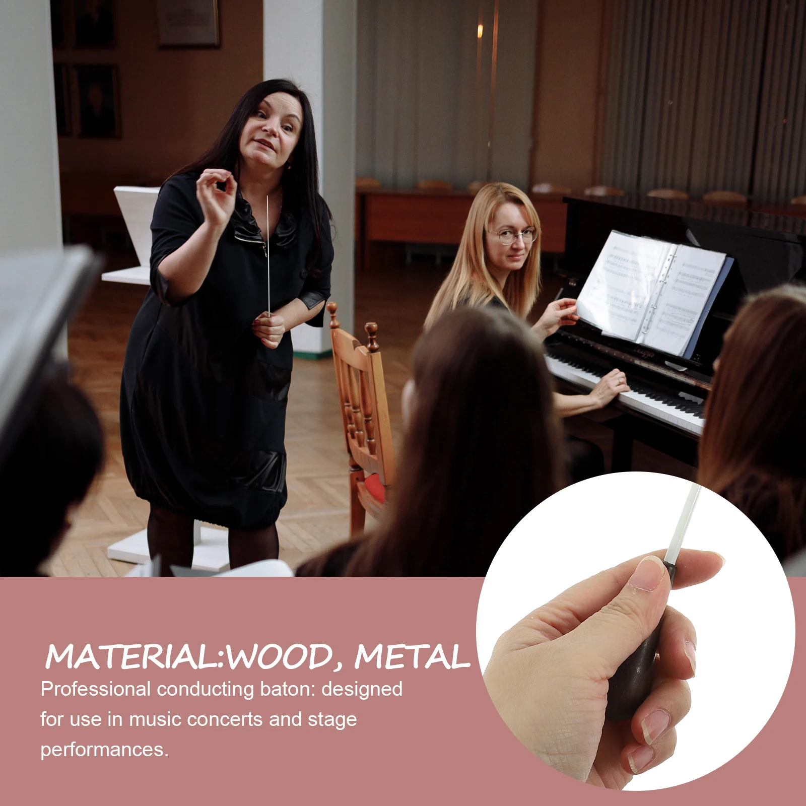 

1pcs Professional Music Conducting Baton Concert Performance For Orchestra Choral Stage Wood Metal Lightweight Durable