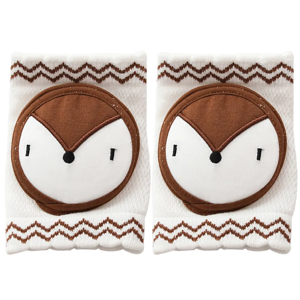 1Pair Baby Kneepads Cotton Soft Breathable Sweat Absorbing Elastic Knee Protector Comfortable Crawling Pads Fox Pattern Deep