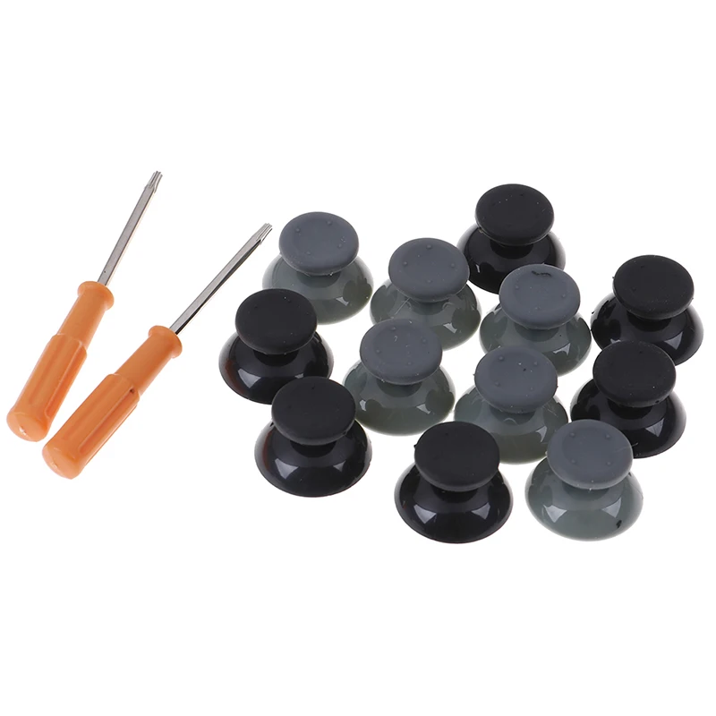 7pcs/set 3d Analog Stick For Xbox 360 Controller Thumbsticks Caps For X Box 360 Gamepad Repair Parts With Tool Black Gray