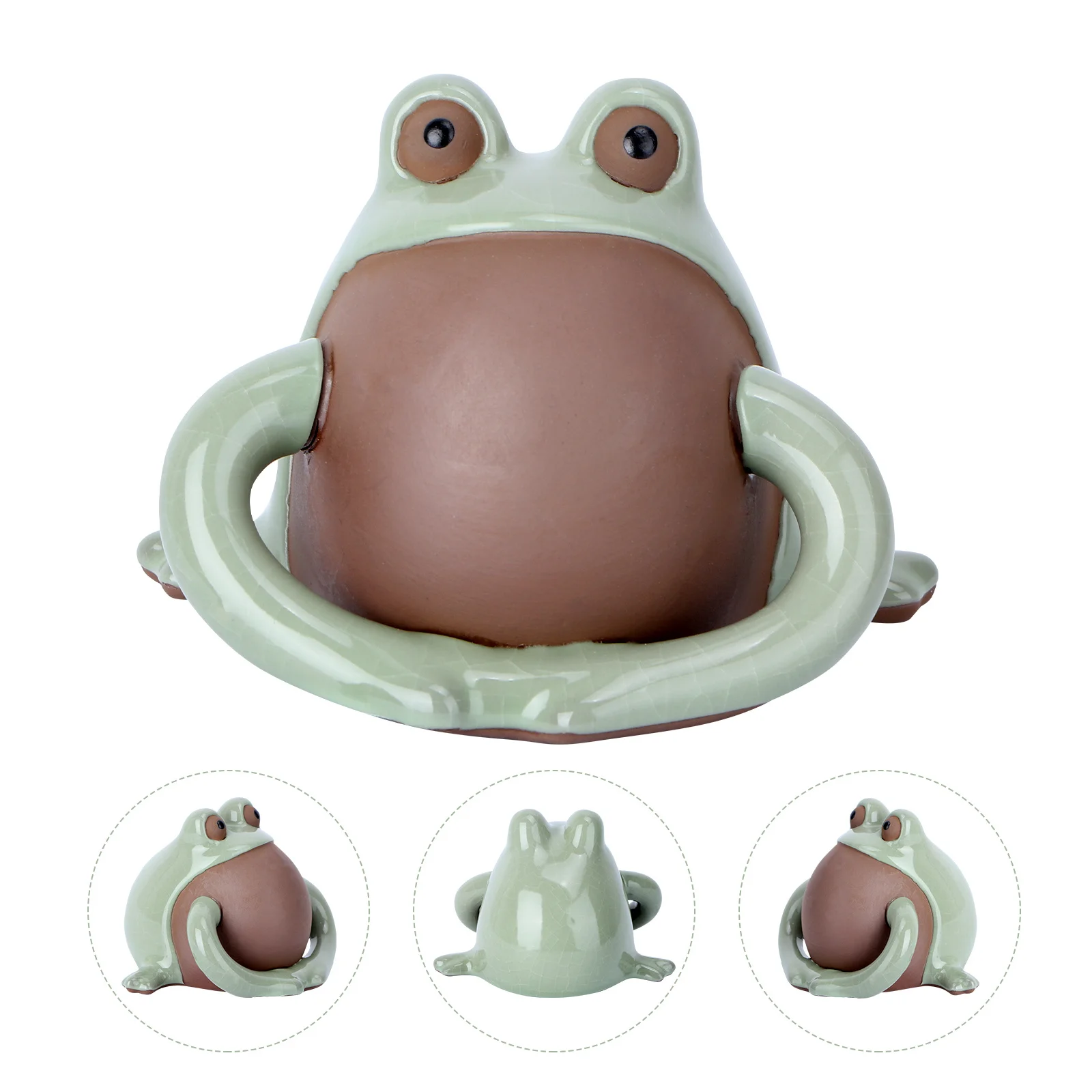 

Frog-Shaped Tea Pet Ceramic Adornment Fine Polish Process Stylish Decorative Accessory for Home and Office Decorative Tea Pet