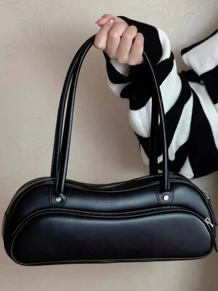

Bloom High Street Black Underarm Bags Women Versatile Pu Leather Frog Baguette Bag Female Sweet Cool Y2k Handbag Aesthetic