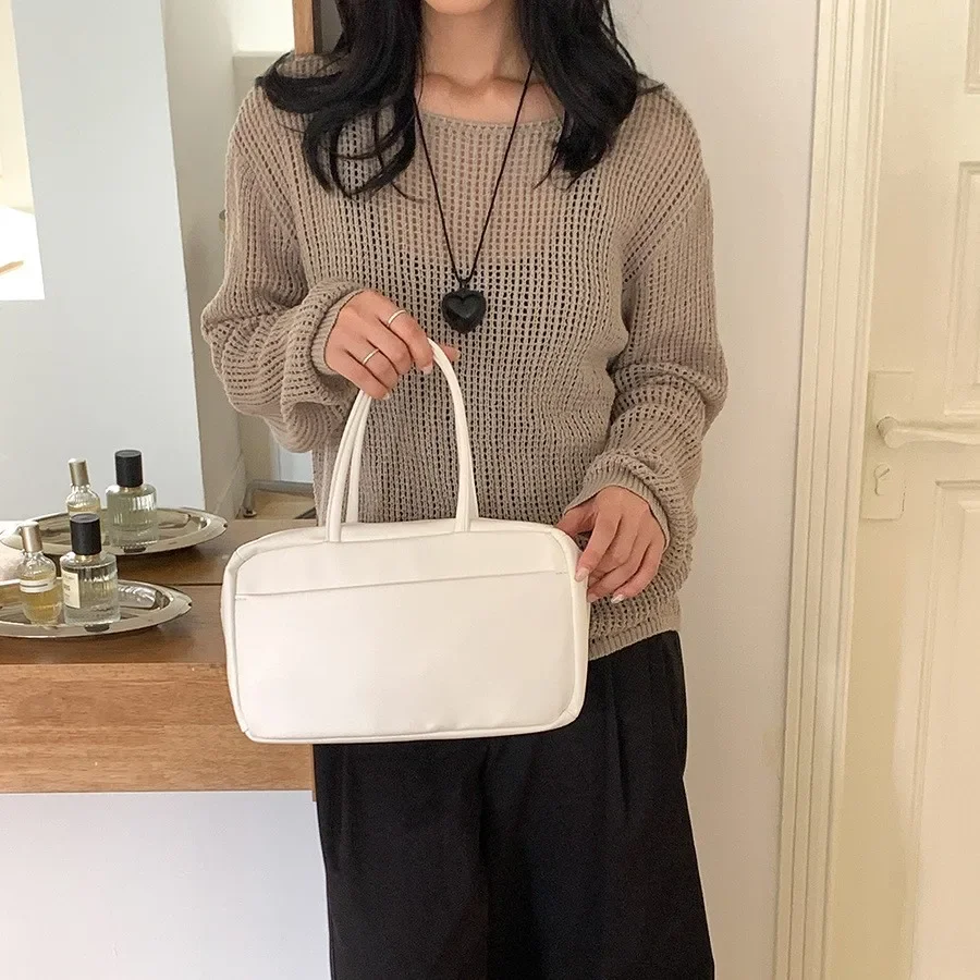 LEFTSIDE Women Small PU Leather Shoulder Bag Lady Tote Bag 2024 Winter New Y2K Top-handle Bags with Short Handle Handbags