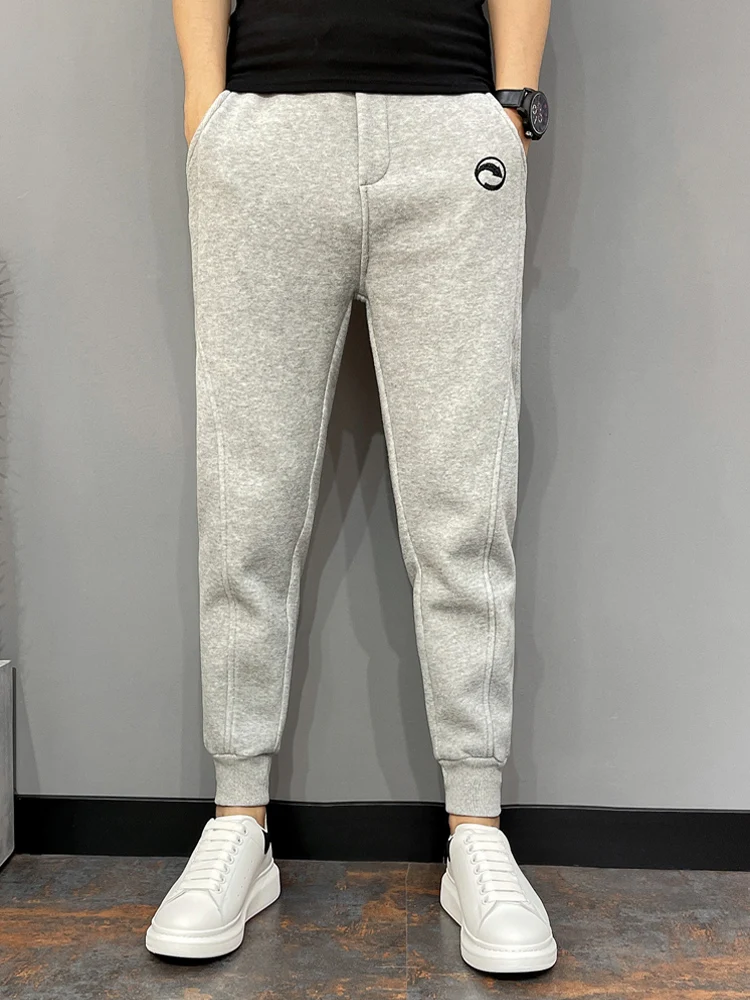 

Men's Fce Lined Thiened Casual Pants Autumn Winter Faion Brand Harajuku Sle Slim Fit Nine Points Cuffed Sports Harla...
