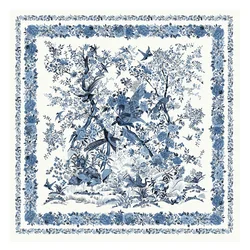 Sciarpa di seta POBING donna scialli grandi albero uccelli stampa stole Bandana quadrata fazzoletto di lusso Hijab sciarpa foulard femminile 130CM