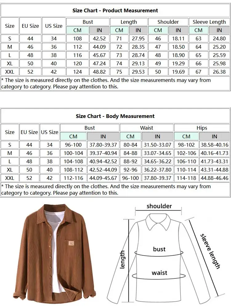 ZAFUL Solid Color Men\'s Shirts Applique Patched Corduroy Long Sleeves Shirt Shacket with Front Pocket Button-up Tops Z5108197