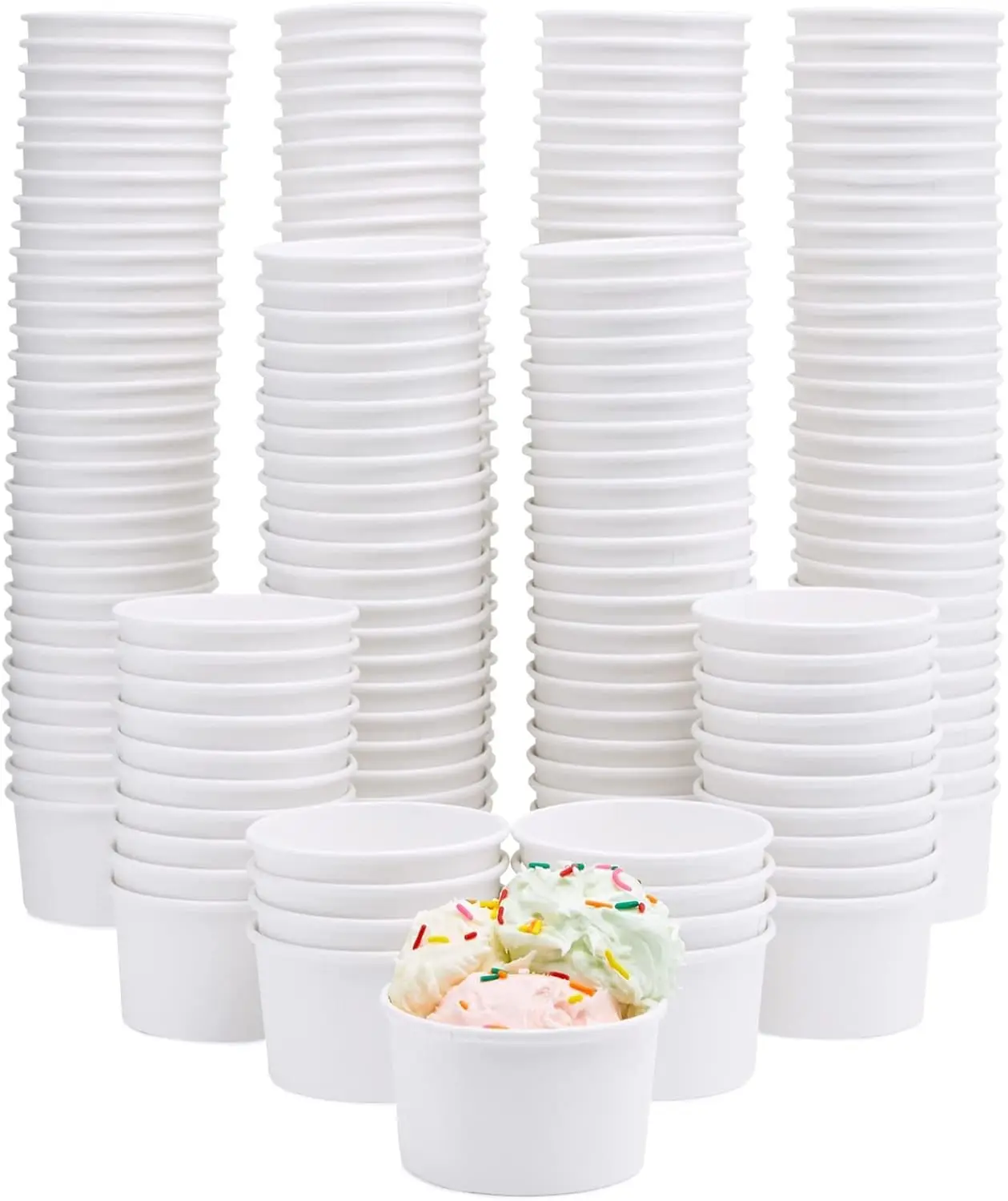 

Ice Cream Cups - 8 Oz, White, 200-Pack, Classic - Disposable Snack Cups for Ice Cream Sundae Bar Supplies - Disposable D