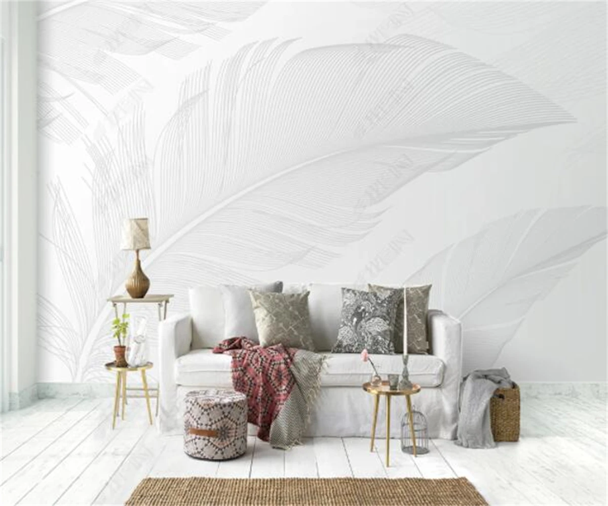 Self-adhesive material custom size Wallpaper pink feather texture children\'s room background Mural home decoration 3d Wallpaper