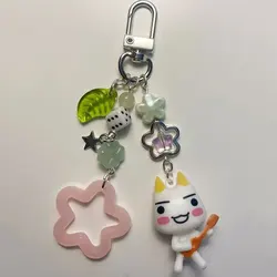 Handmade Toro inspired keychain with pink and blue Y2K matching keychain