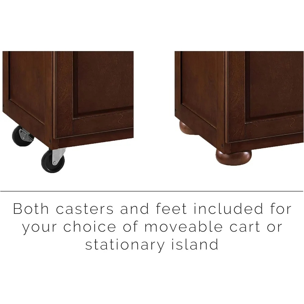 جزيرة مطبخ إليانور ماهوجني مع رف توابل وأدراج تخزين ورفوف من Crosley Furniture