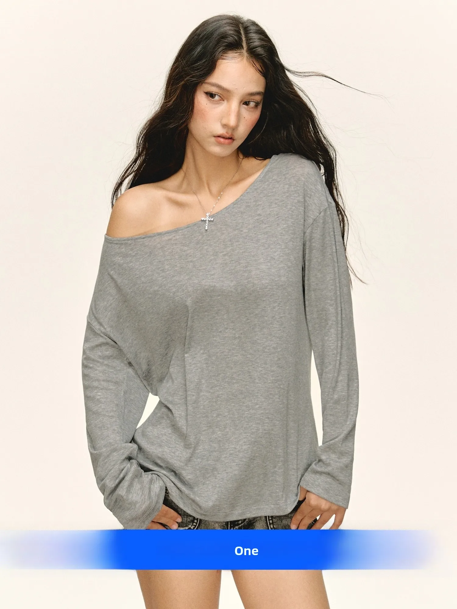 

Ariseism Women's Long Sve T-irt oulder Baring Loose Fit Street Sle Pure Color Autumn New Arrival for Daily Wear