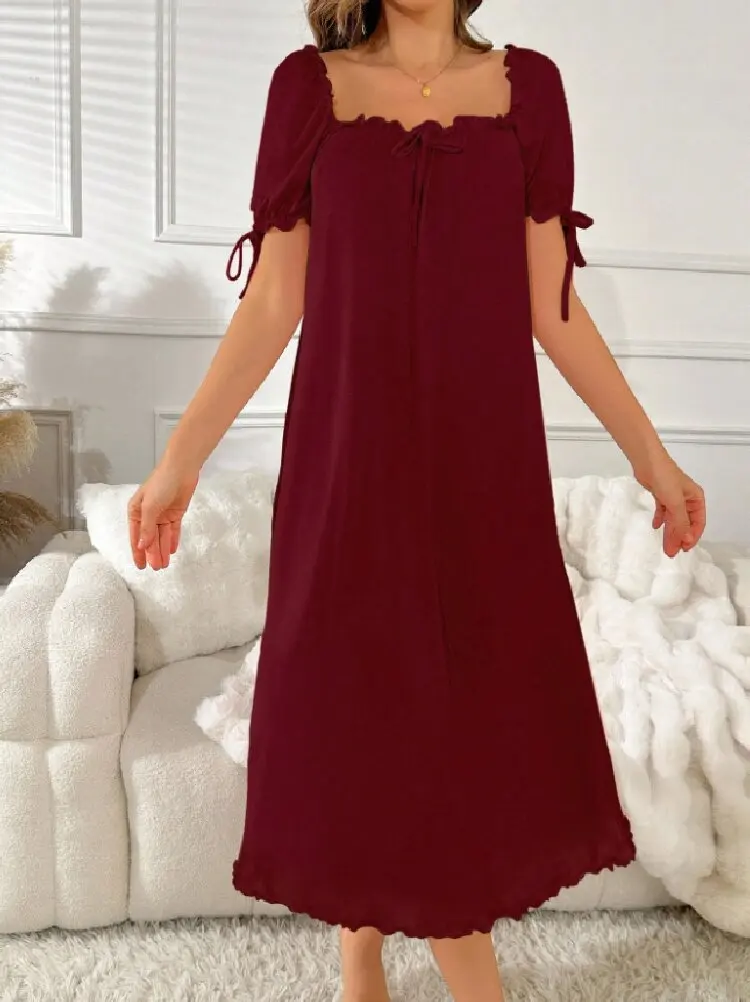 

Women's Elegant Comfortable Floral Print V-Neck Spaghetti Strap Long Nightdress Loungewear