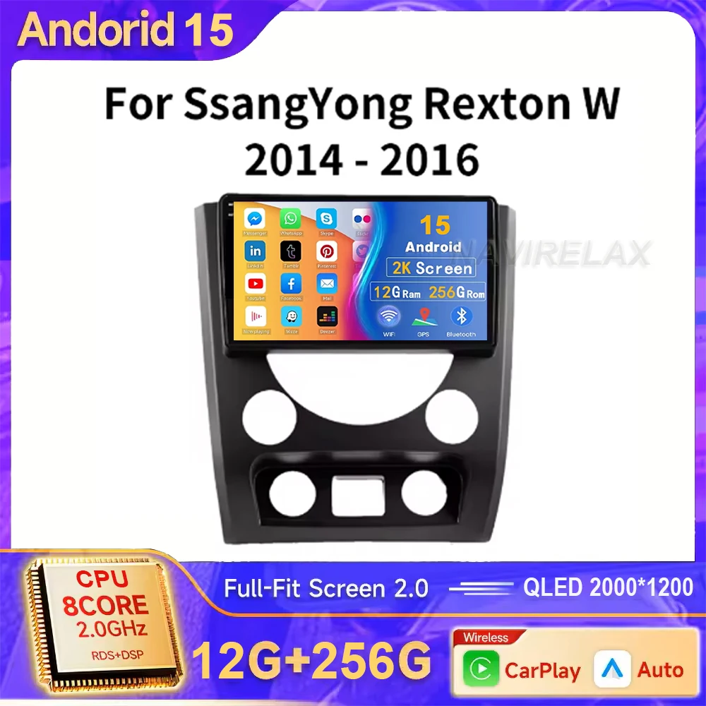 

Android 15 For SsangYong Rexton Y290 III 3 2012-2017 2K QLED Android Car Radio Multimedia Video Player GPS Stereo CarPlay 4G Dsp