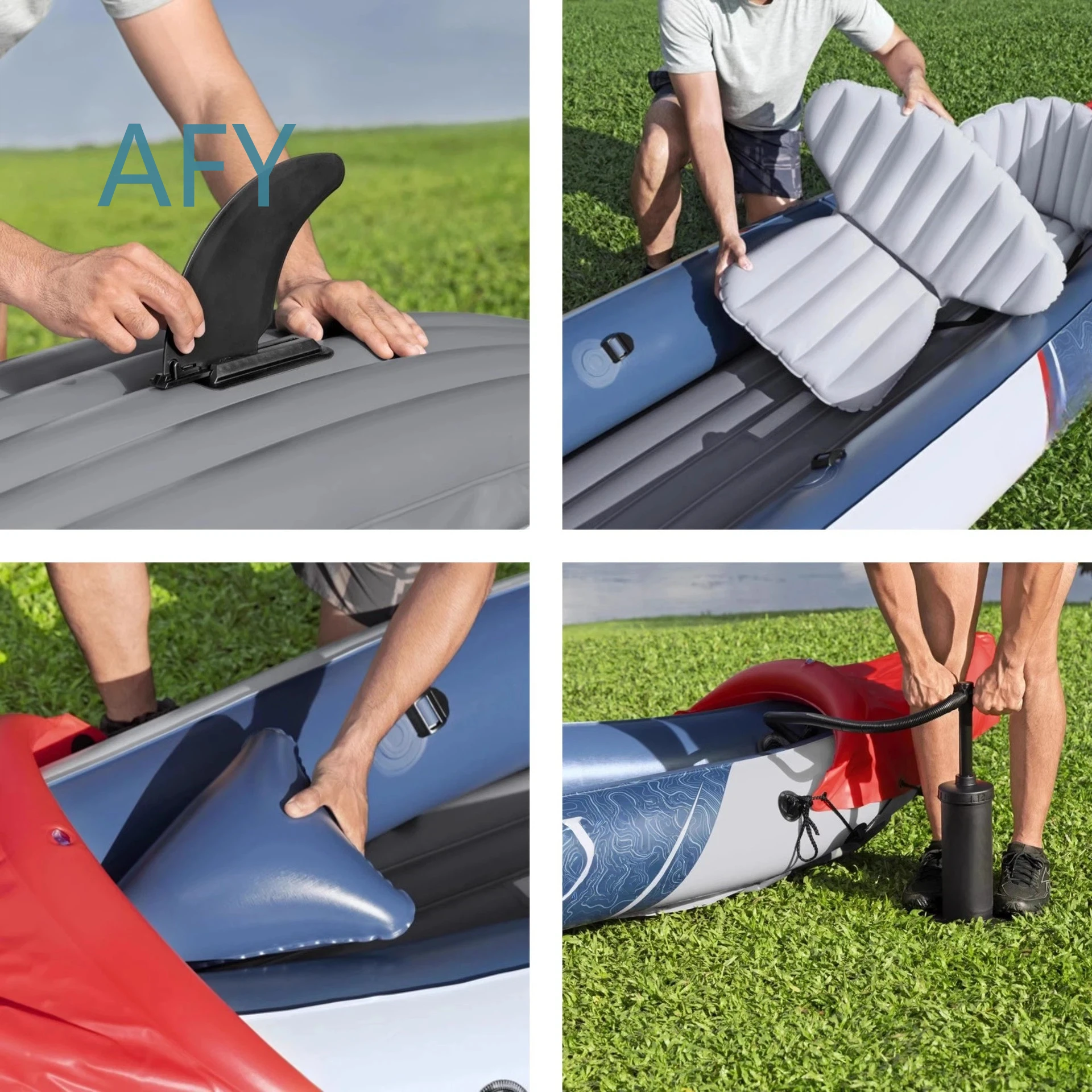 Solar Marine 2 Person Double Inflatable PVC 4m Fishing Kayak for Small Boats for Water Sports for Outdoor Recreation for - view 3