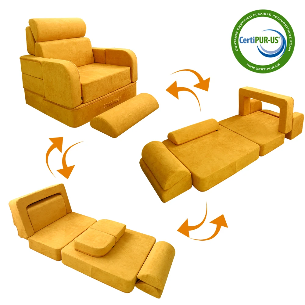 2021 Hot Selling Ready to Ship 10 in 1 Children's Creative Fun Toy Arch Sofa Set High Density Foam Sofa DIY Kids Play Couch