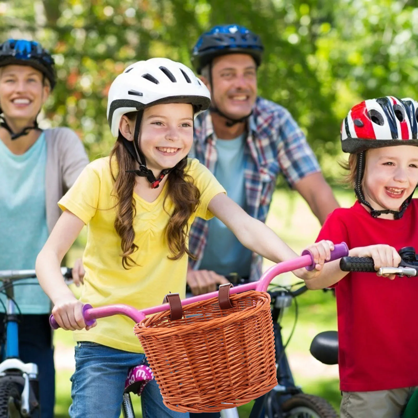 

Rattan Bicycle Basket Front Handlebar Storage Accessories Thickened Plastic Material Not Easy Break Fall Down Universal Fit