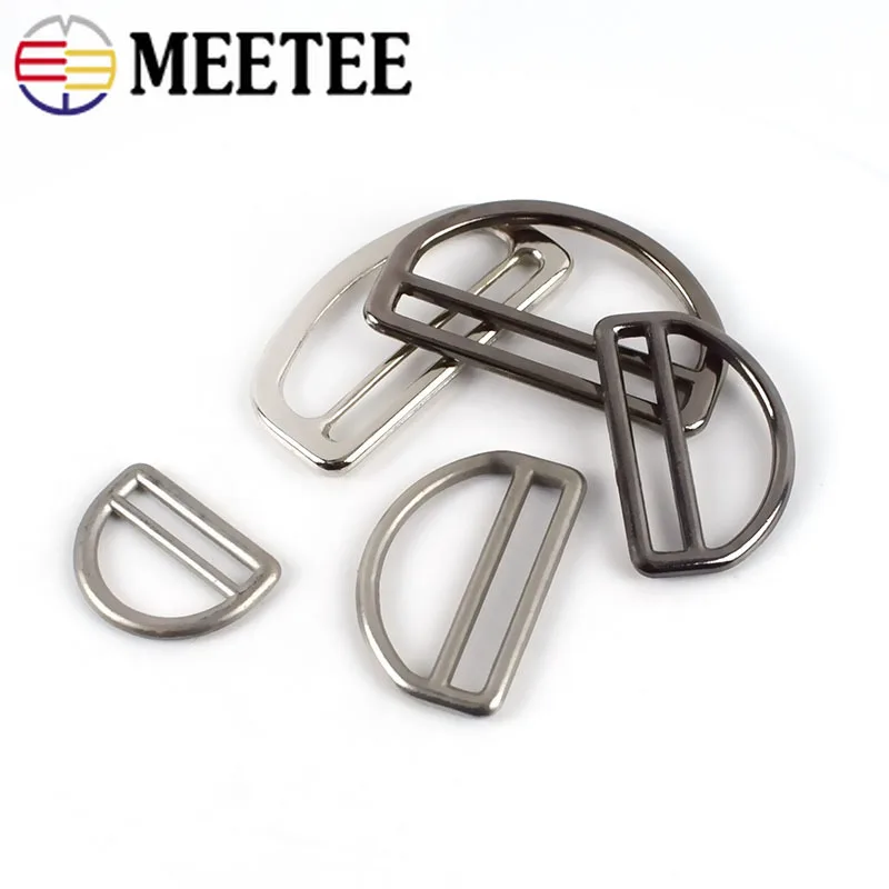 Meetee 5/10pcs ID25/38/50mm Metal D Ring Tri-Glide Buckles for Webbing Adjust Hook Clasp DIY Bags Strap Clip Hardware Accessory