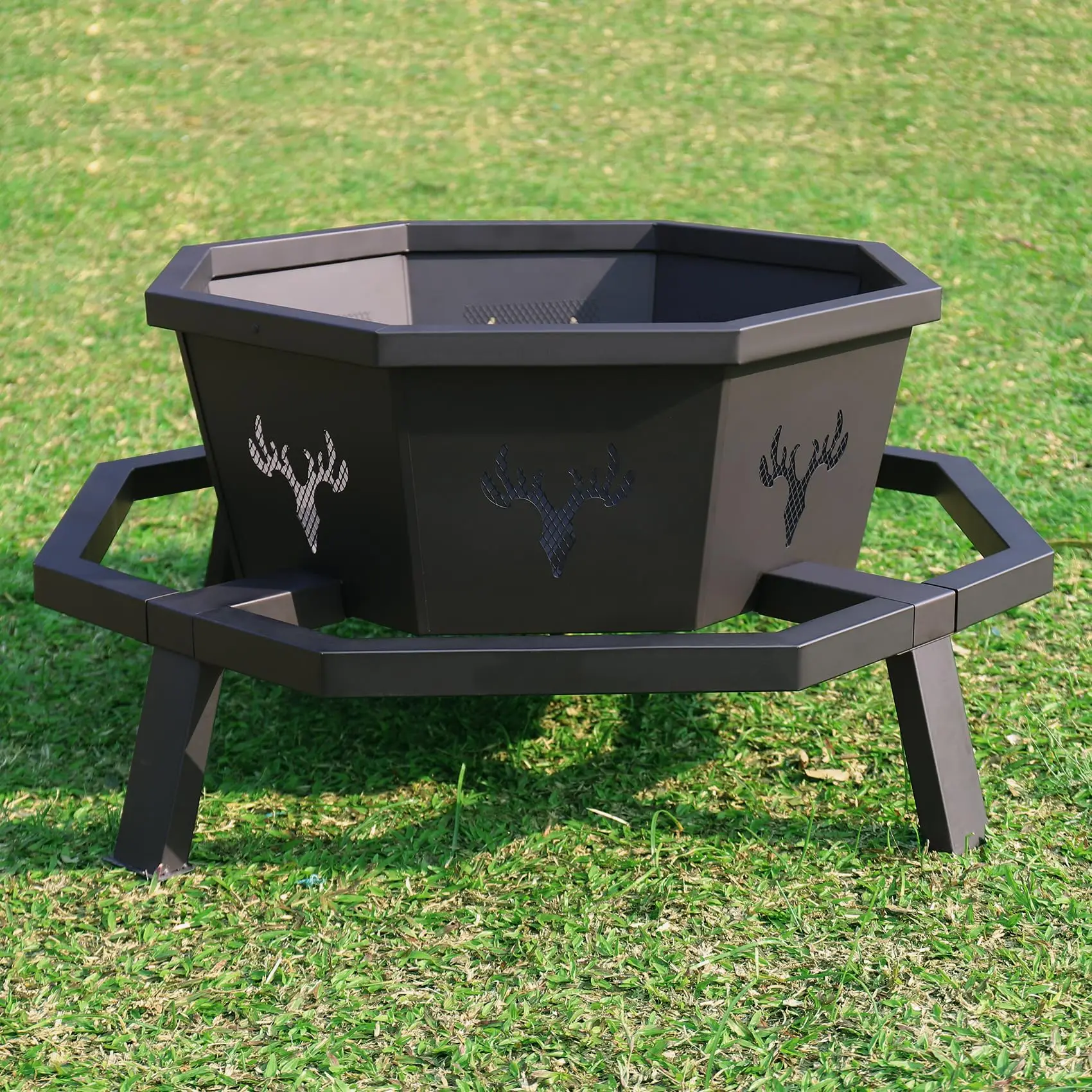 35 Inch Octagonal Outdoor Fire Pit, Fire Pits for Outside Wood Burning Fire Pit, Firepit, Firepits for Outside