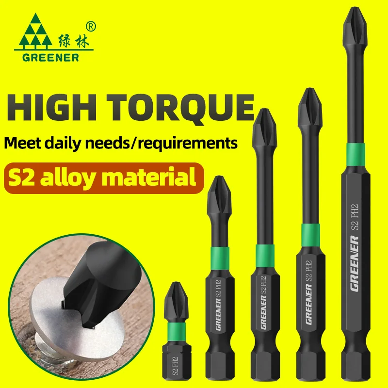 

GREENERY Greener 25 50 65 70 90 150mm PH2 Screwdriver Set Anti Slip Magnetic Batch Head Cross High Hardness Hand Drill Bit S