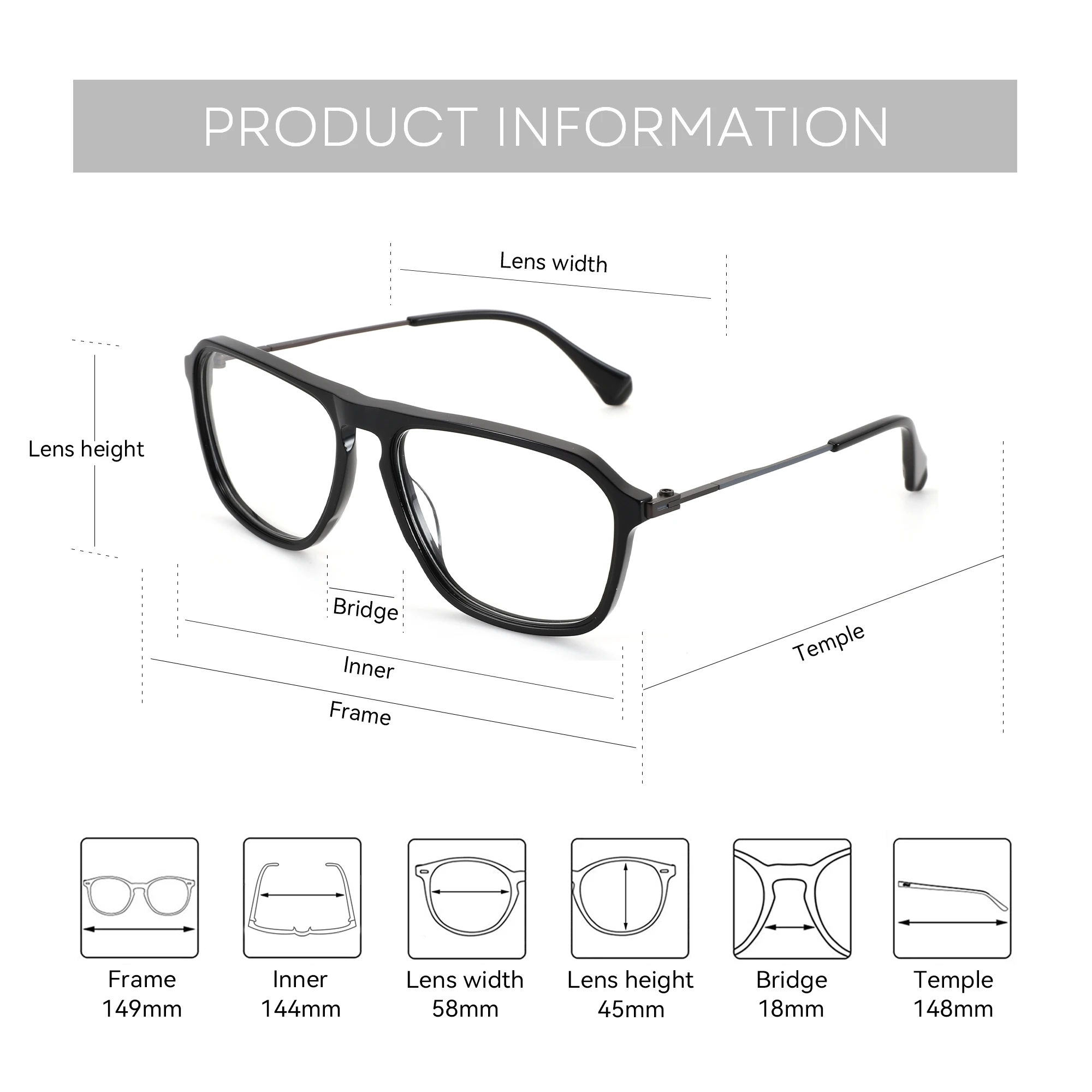 BLUEMOKY New handmade acetate men's rectangular prescription glasses gradually change color, myopia multifocal anti blue light