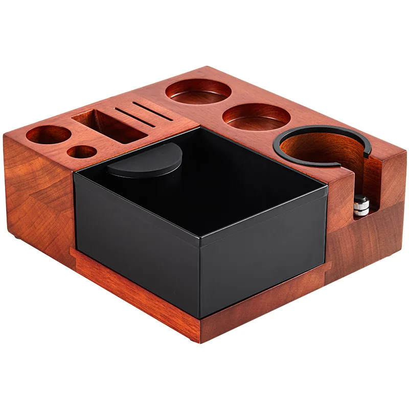 

Coffee machine solid wood pressed foundation make-up base can store removable slag box multi-functional handle bracket