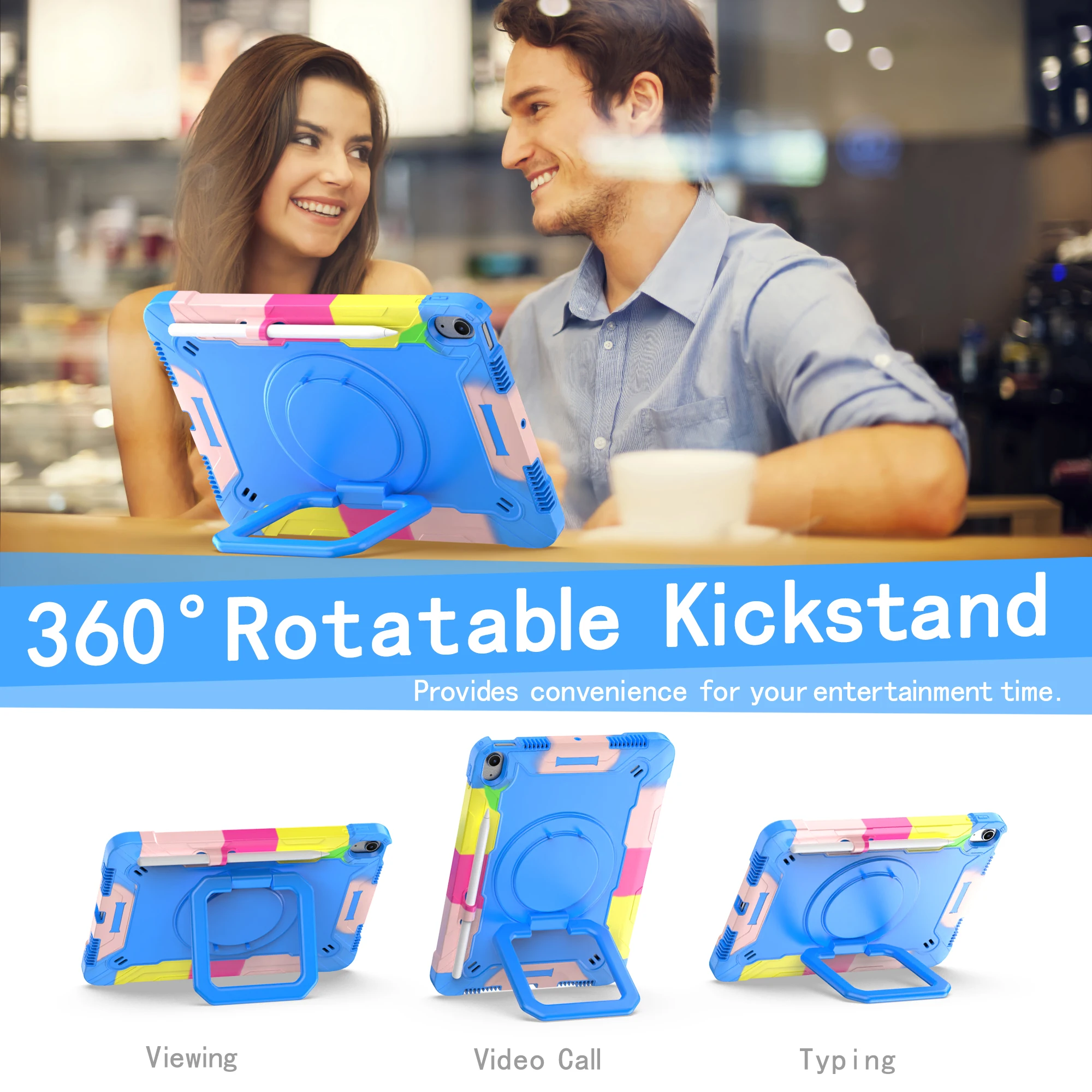 

360 Rotating Stand Case For Universal For iPad Air 11 2025 M3 2024 M2 4 2020 5 2022 10.9" Handle Grip Cover With Shoulder Strap